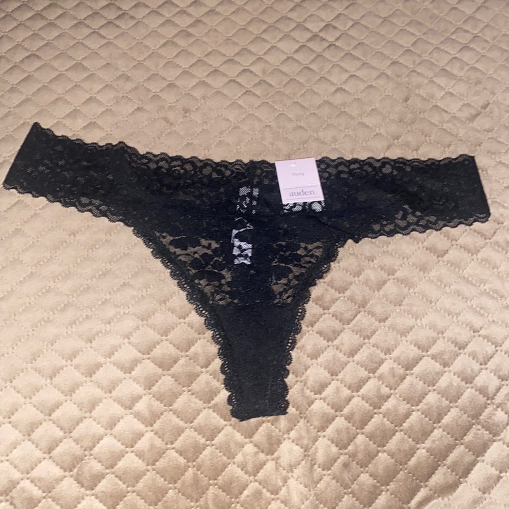 Auden Lace Black Thong Panty